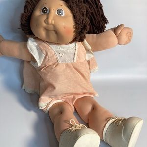 Cabbage patch vintage doll 78 82 brown ponytail outfit and Shoes coleco
